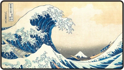 Ultra PRO Black Stitched Playmat The Great Wave off Kanagawa by Hokusai.webp